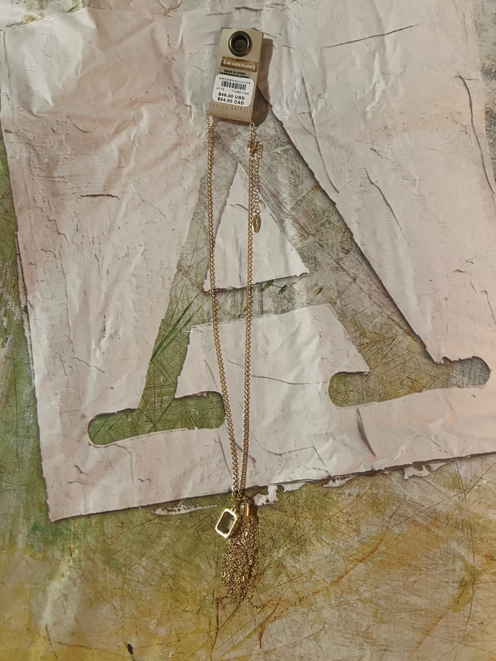 Anthropologie Fringed Crystal Pendant Necklace - NWT - Gold - Picture 13 of 15